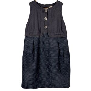 See By Chloe Navy Blue Skirt & Black Button Vest Top 2 Pocket Midi Dress sz 6